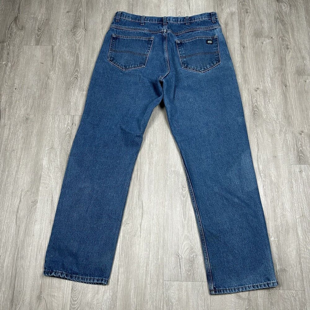 Key Jeans‎ Mens 36x32 Blue Straight Leg Workwear 5 Pocket Logo Denim Outdoor - Picture 4 of 8